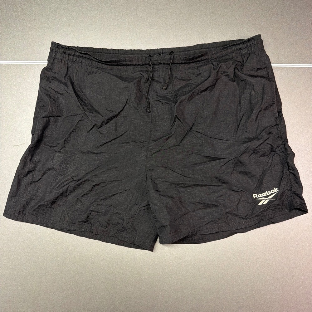 Reebok Athletic Shorts Men's Medium Black Drawstring Waist Mesh Lined NylonBlend